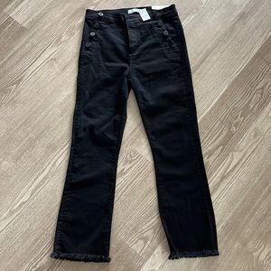 Loft high waisted black jeans. Flare cropped bottoms.